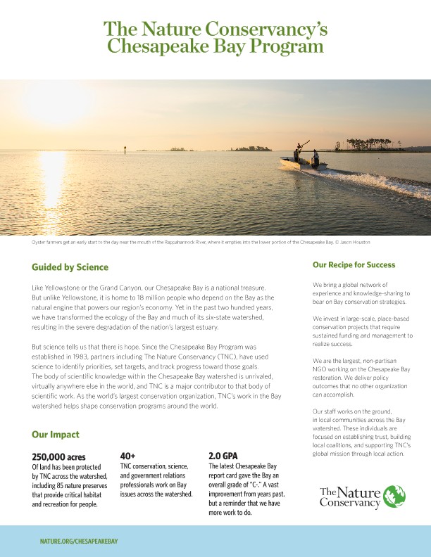Cover of the Chesapeake Bay program overview brochure.