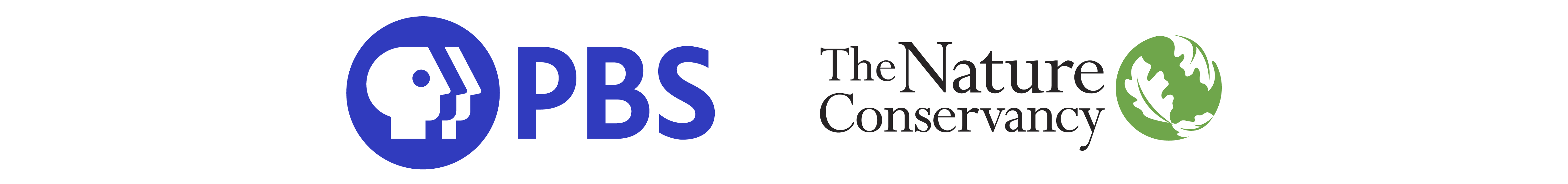 two logos, a blue PBS logo on the left and The Nature Conservancy logo on the right